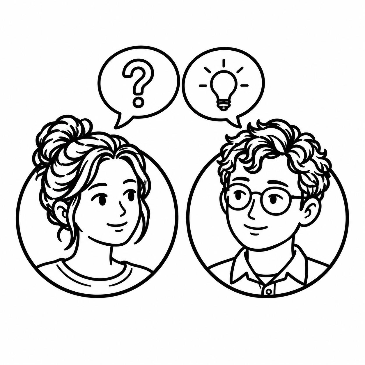 Two learners sharing a question and an idea